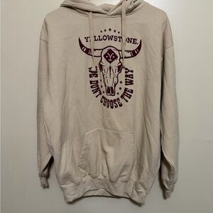 Yellowstone Beige Hoodie with Graphic Print